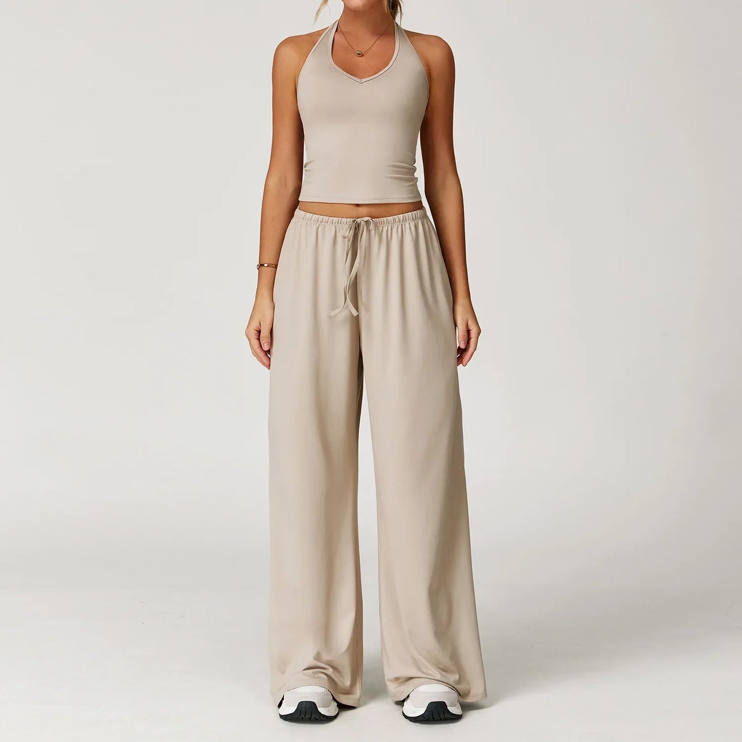 Damen Lounge Set Halter Crop