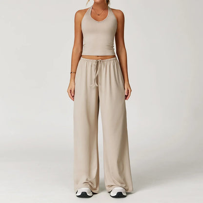 Damen Lounge Set Halter Crop