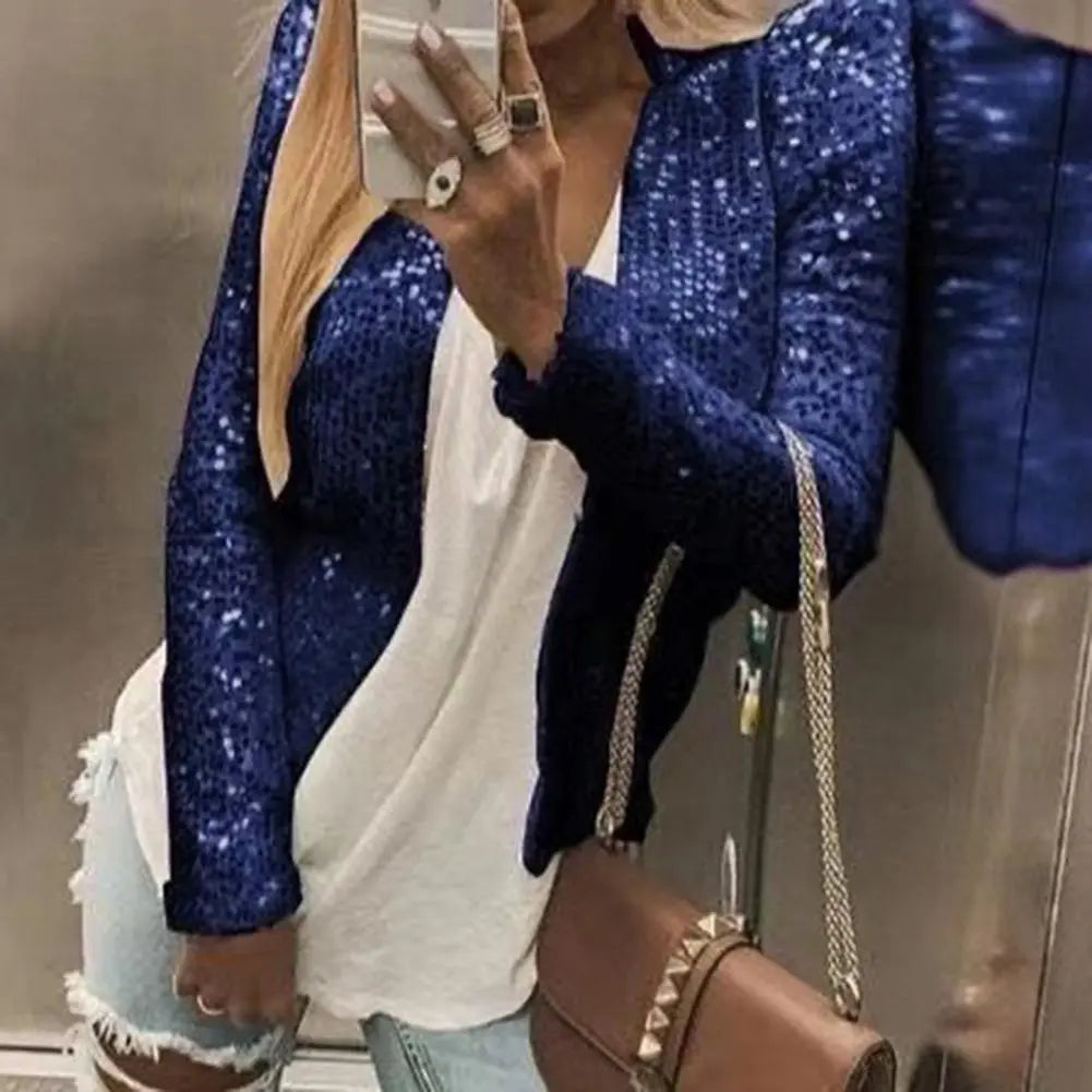 Norvielle Damen Blazer Pailletten Elegant
