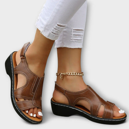 Damen Orthopädische Ledersandalen Komfortabsatz