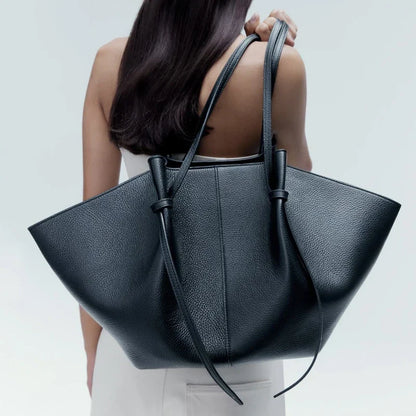 Damen Ledertasche Große Tote Bag Vegan mit Schleifendetail Langer - Norvielle