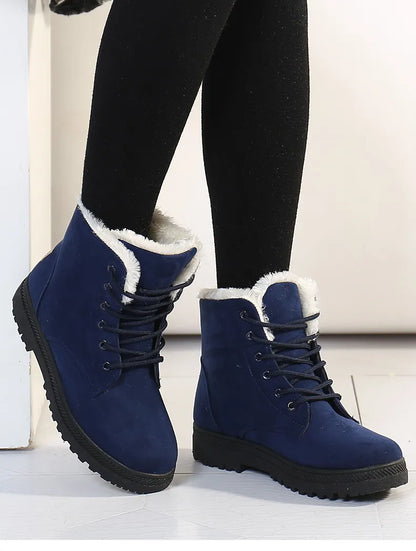 Norvielle Damen Schnürboots Gefüttert Warmfutter Rutschfeste Sohle