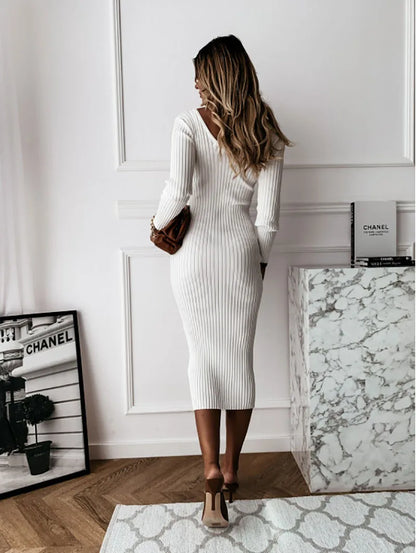 Damen Rippenstrickkleid