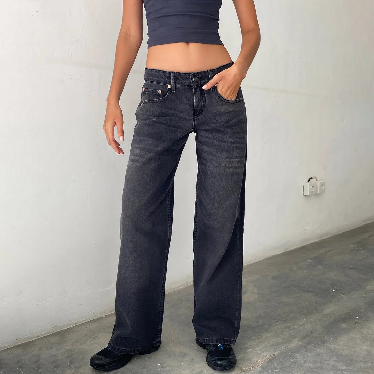 Damen Weitbein Jeans Vintage Look