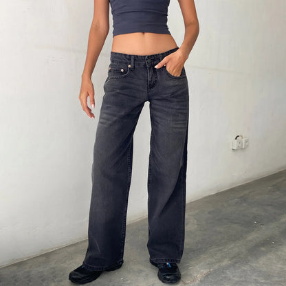 Damen Weitbein Jeans Vintage Look