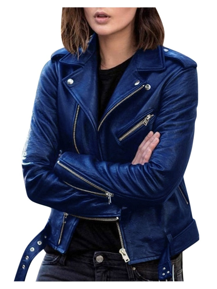 Norvielle Damen Kunstlederjacke Slim Fit