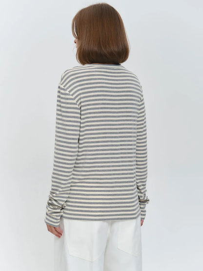 Damen Gestreiftes Langarmshirt Zeitlos Elegantes Design