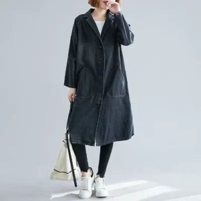 Norvielle Damen Denim Trenchcoat