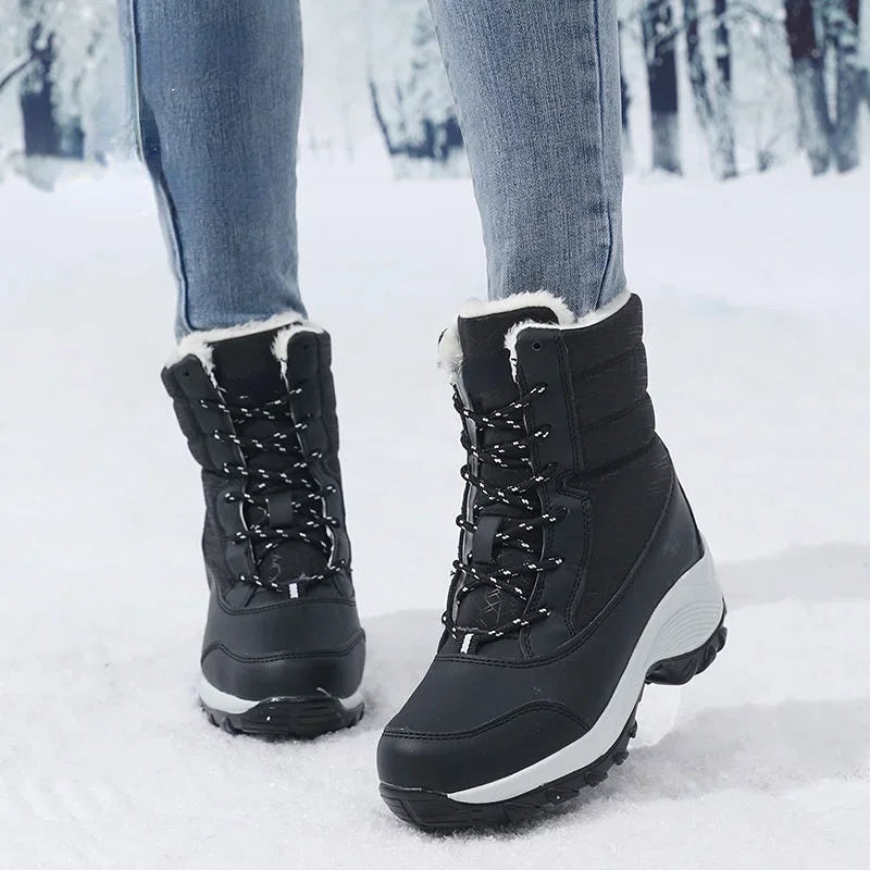 Damen Schneestiefel Mid Calf Kunstfell gefüttert Wasserabweisend - Norvielle