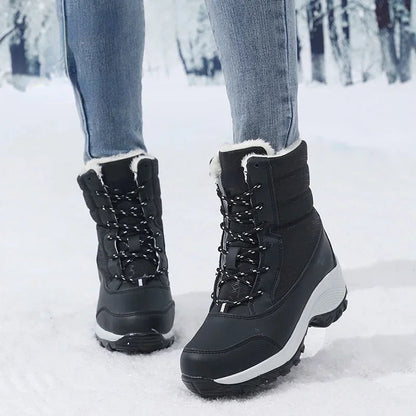 Damen Schneestiefel Mid Calf Kunstfell gefüttert Wasserabweisend - Norvielle