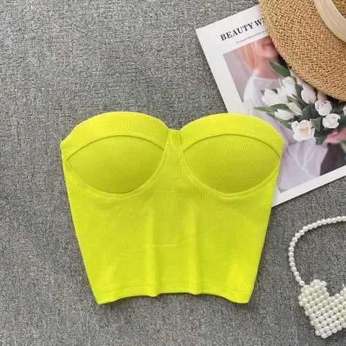 Damen Bustier- Rippstruktur Geformte Cups