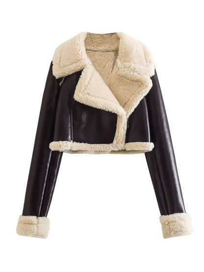 Damen Kunstlederjacke Warm