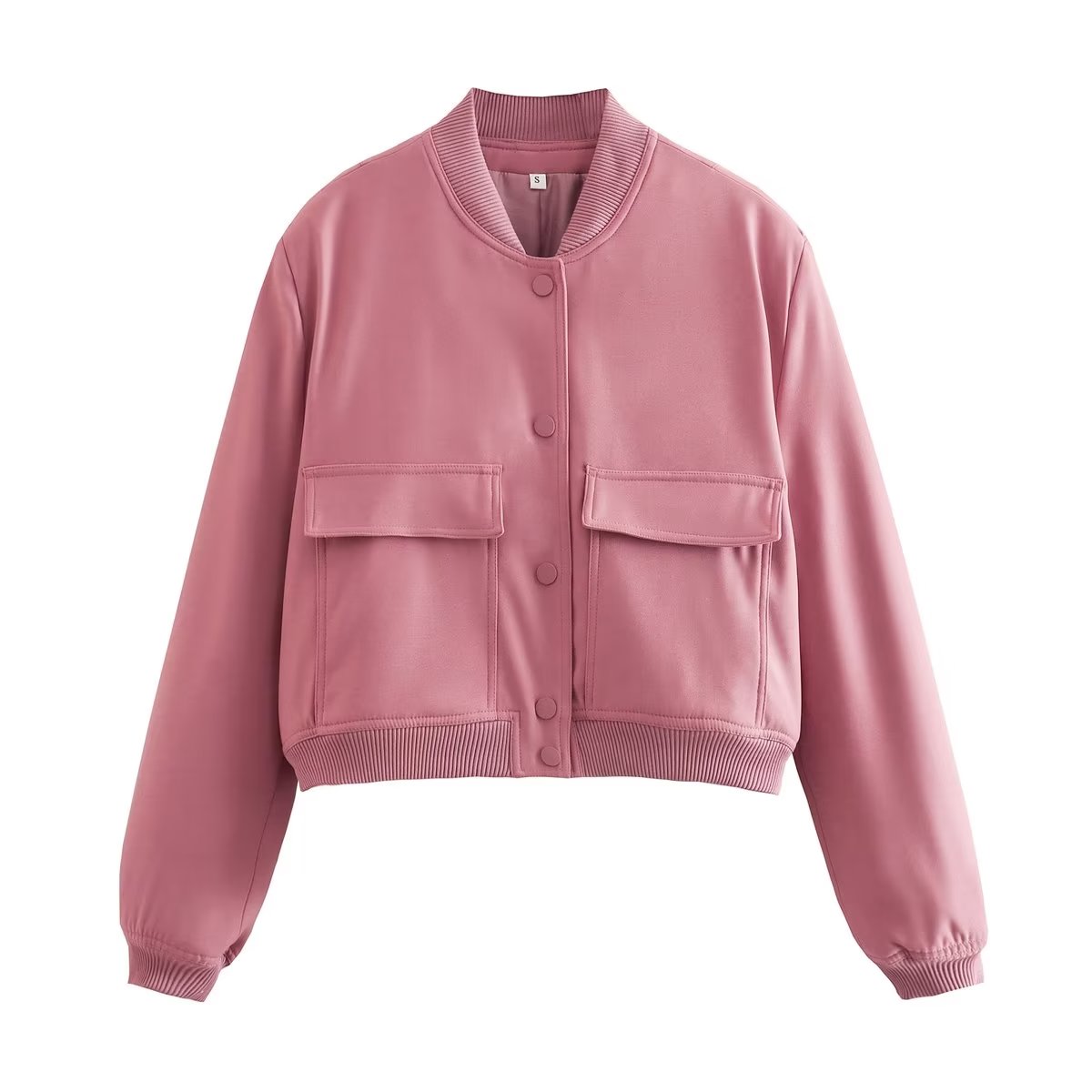 Damen Kurzjacke Taschen Modern Cropped Look