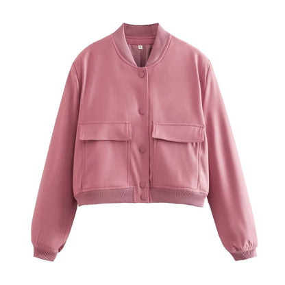 Damen Kurzjacke Taschen Modern Cropped Look