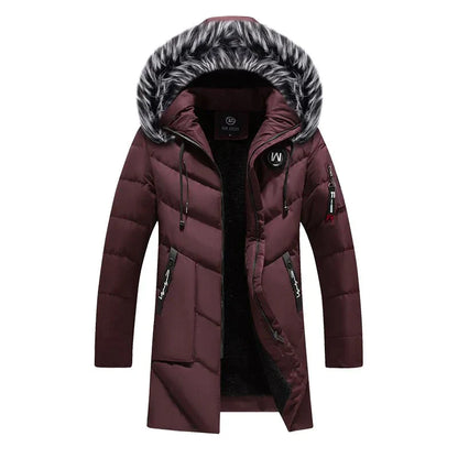 Herren Winterjacke Langer Steppmantel Kapuze Warmes Fleece Schwarz - Norvielle