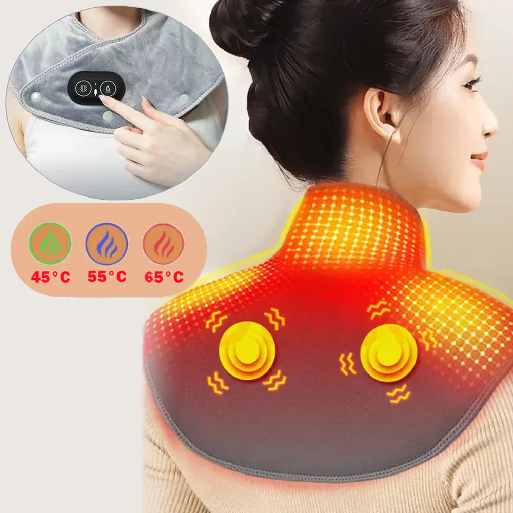 Nacken- & Schultermassager Weiches Plüsch Heizkissen mit Vibration 3 - Norvielle