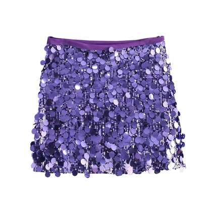Damen Mini Rock Glitzernd Hochtailliert