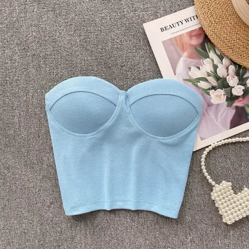 Damen Bustier- Rippstruktur Geformte Cups