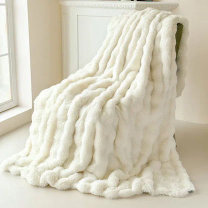 Weiche Flauschdecke Doppel-Lagig Kaninchenfell-Imitat Pflegeleicht