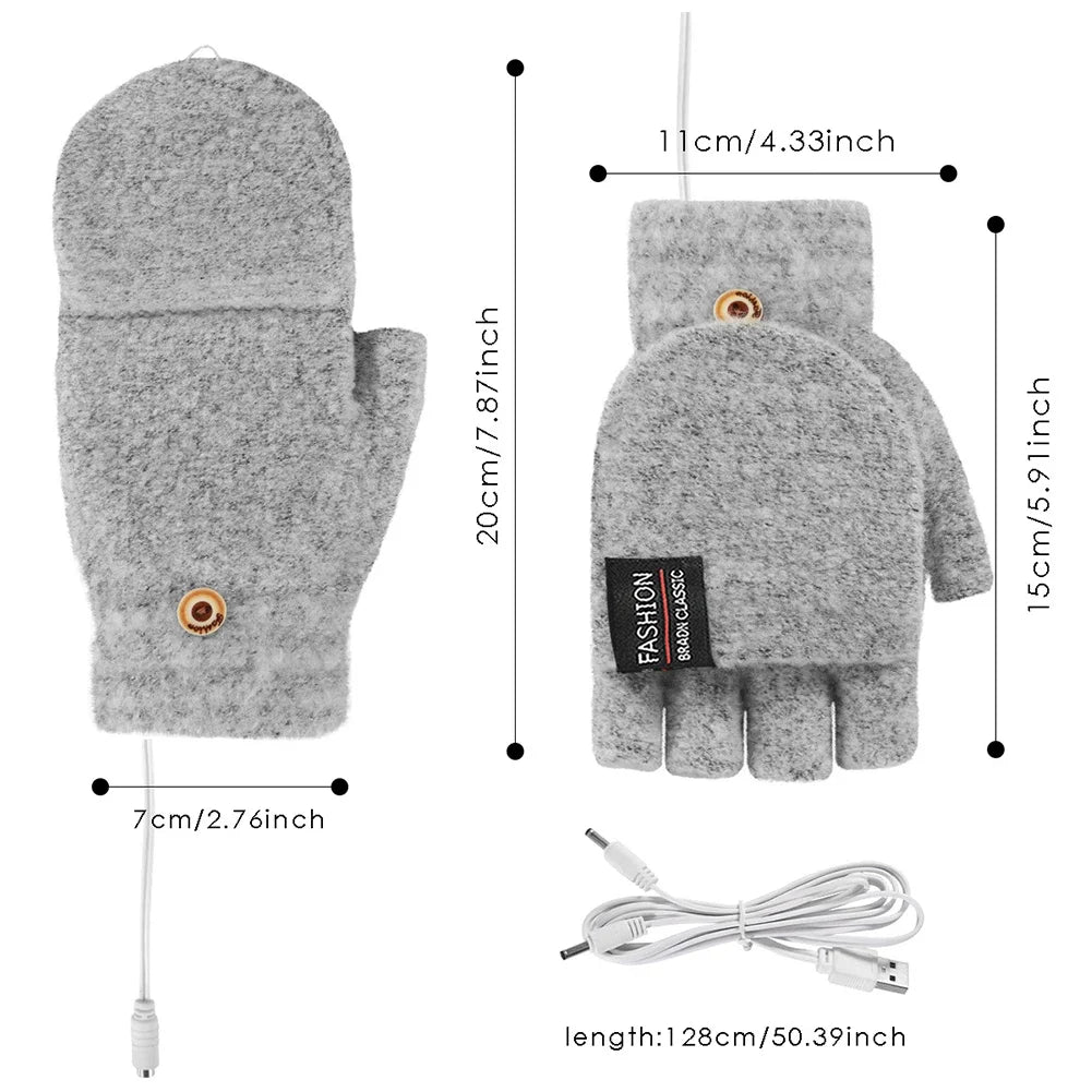 Beheizte Unisex Handschuhe Weiches Strickmaterial 3 Heizstufen
