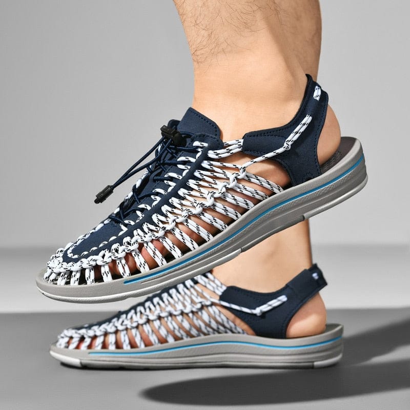 Herren Strandsandalen Runde Zehenpartie Leder