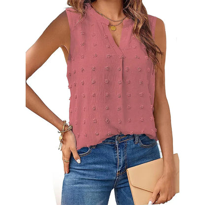 Damen Tanktop Ohne Ärmel V-Ausschnitt Bluse Sommer