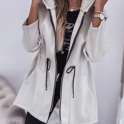 Norvielle Damen Frühlingsjacke Kapuze Plissierter Bund - Norvielle