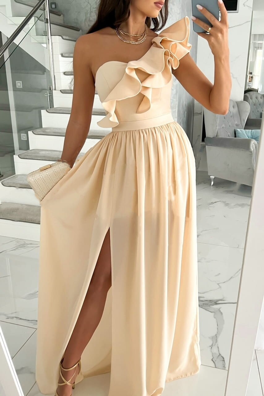 Kleid Mit Einem Schulter Auslaufend Damenkleid