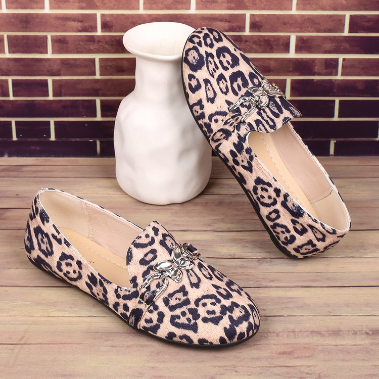 Norvielle Damen Hausschuhe Metallischer Leopardenmuster Velours
