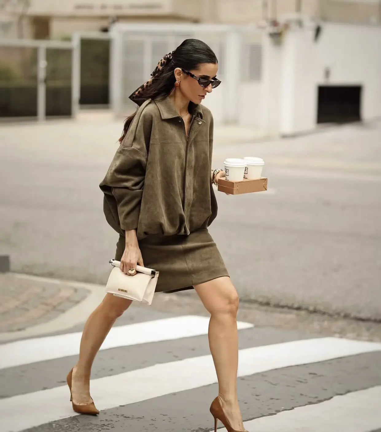 Damenjacke Suededesign Cropped Oversized