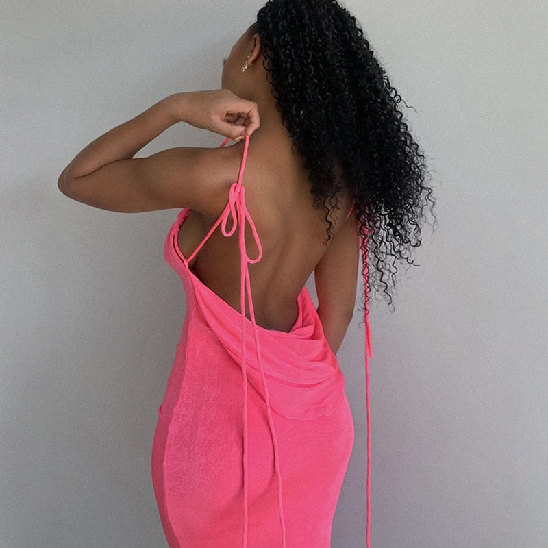 Damen Kleid Tiefem Rückenausschnitt Elegant