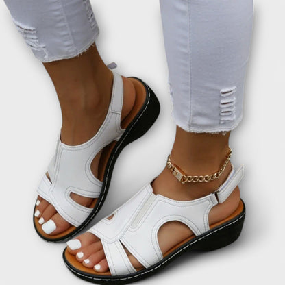 Damen Orthopädische Ledersandalen Komfortabsatz