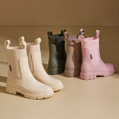 Damen Chelsea Regenstiefel wasserdicht rosa – Regenliebe Chelsea