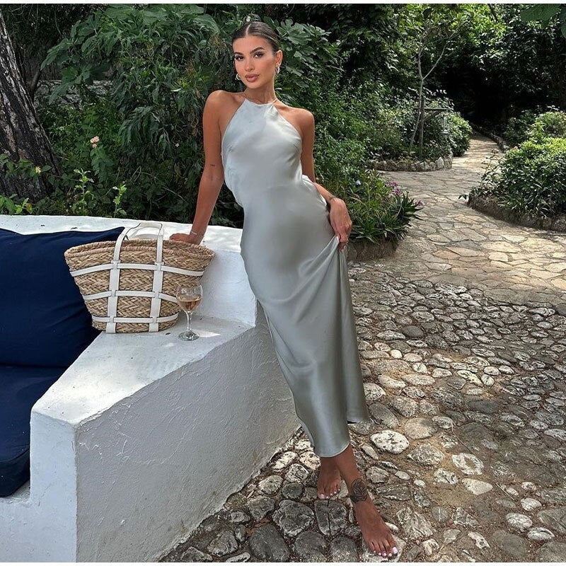 Damen Ärmelloses Kleid Offener Rücken