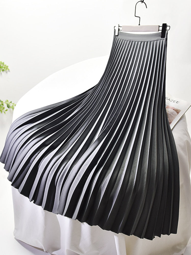 Norvielle Damen Plisseerock Hohe Taille