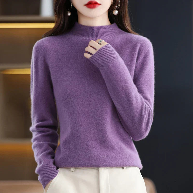 Norvielle Damen Pullover Schurwolle Natürlich Beige