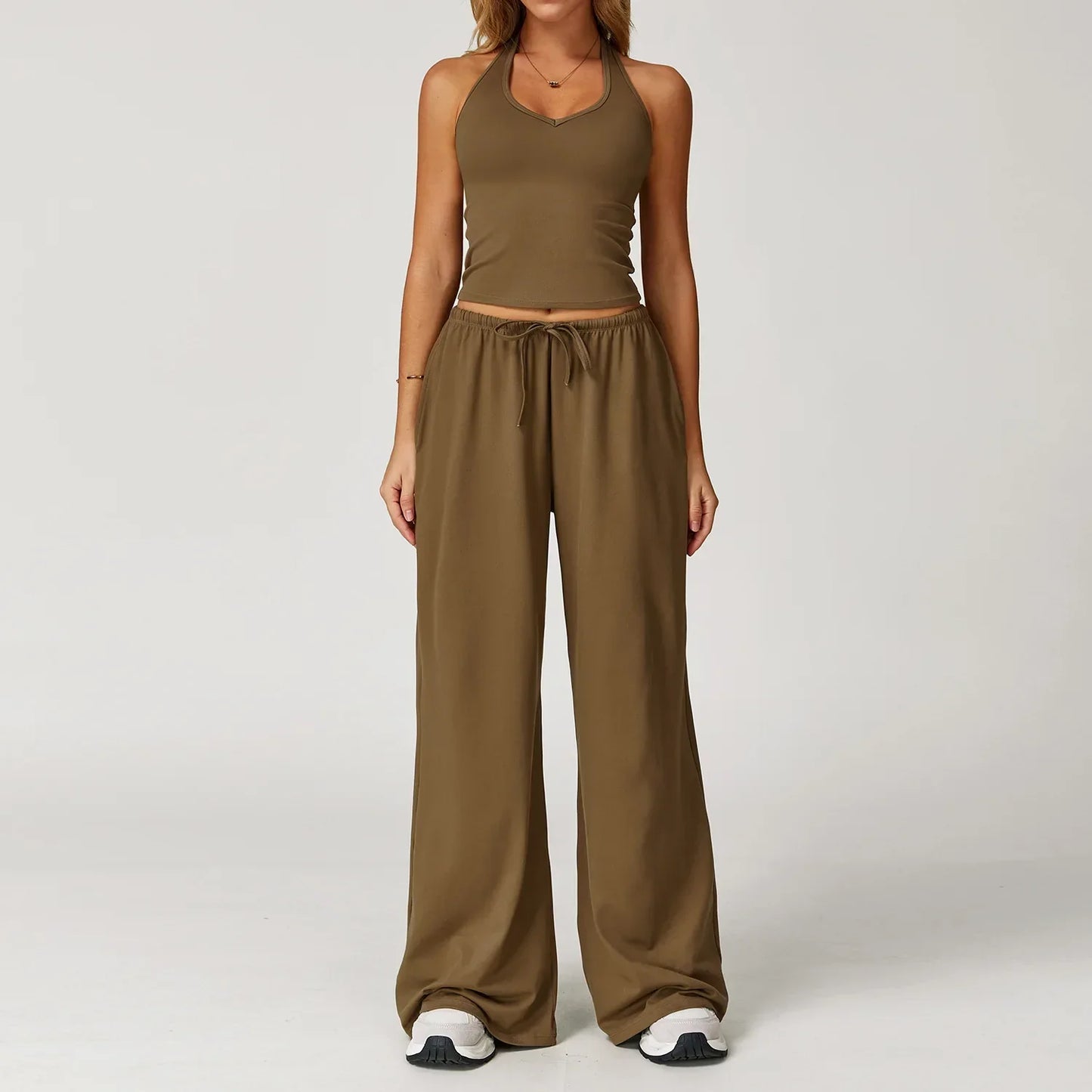 Damen Lounge Set Halter Crop
