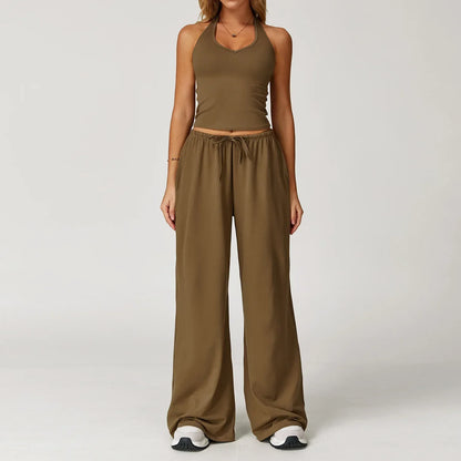 Damen Lounge Set Halter Crop