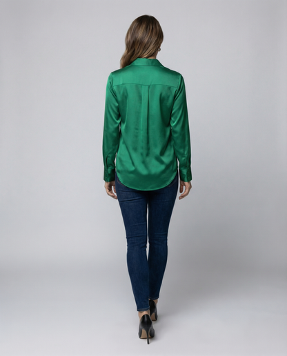 Damen Satinbluse Lockere Bluse