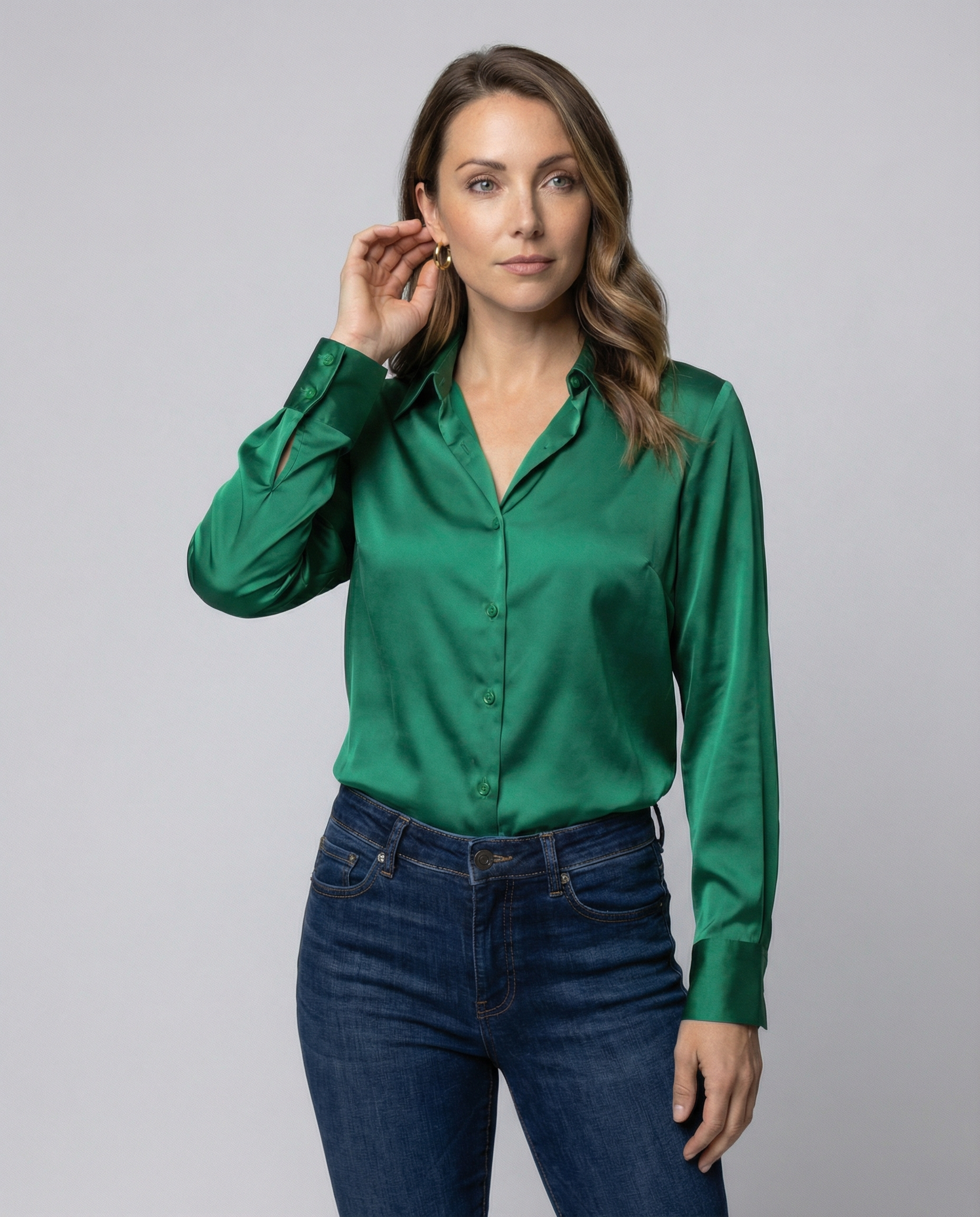 Damen Satinbluse Lockere Bluse - Norvielle