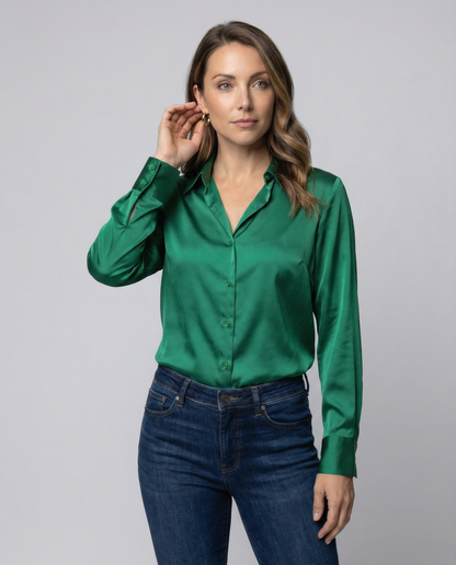 Damen Satinbluse Lockere Bluse - Norvielle