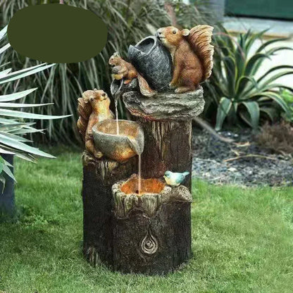 Lunaverde Dekorative Gartenfigur Ente Eichhörnchen Solar Brunnen LED