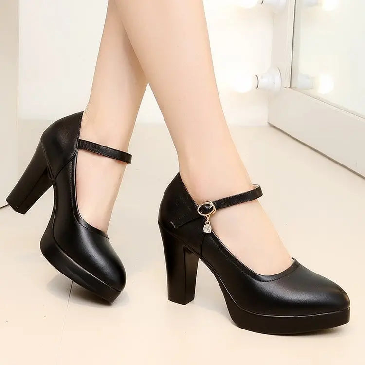 Cordelia Damen Plateau-Pumps Leder Schwarz - Norvielle