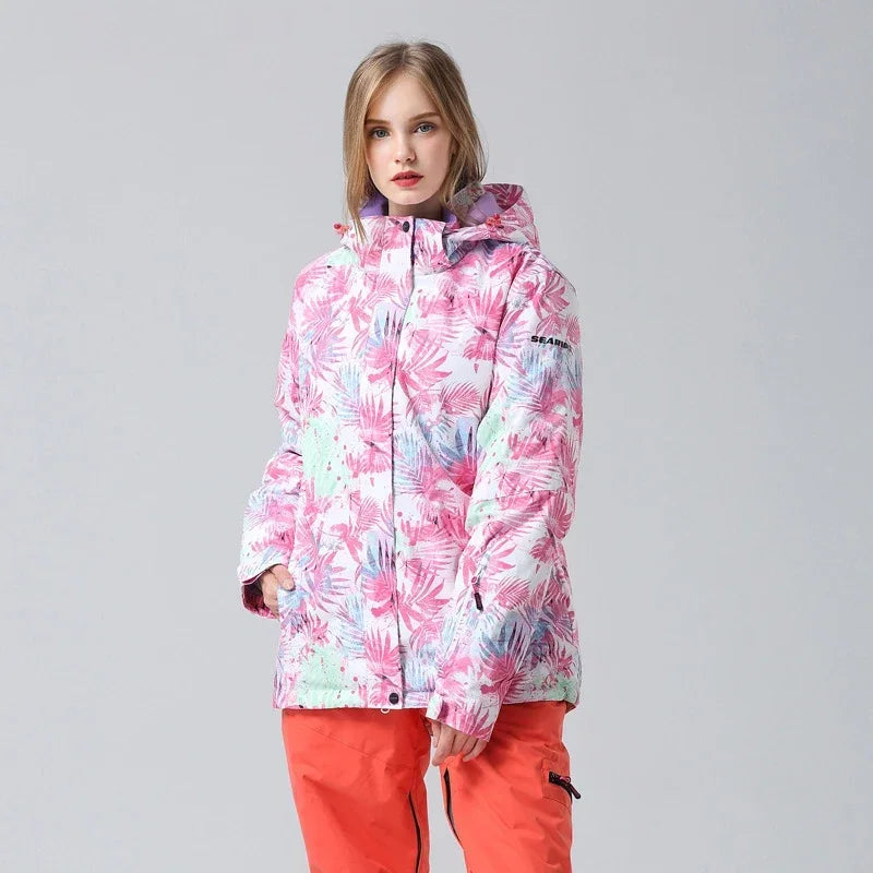 Damen Skijacke Blumenmuster Winterjacke - Norvielle