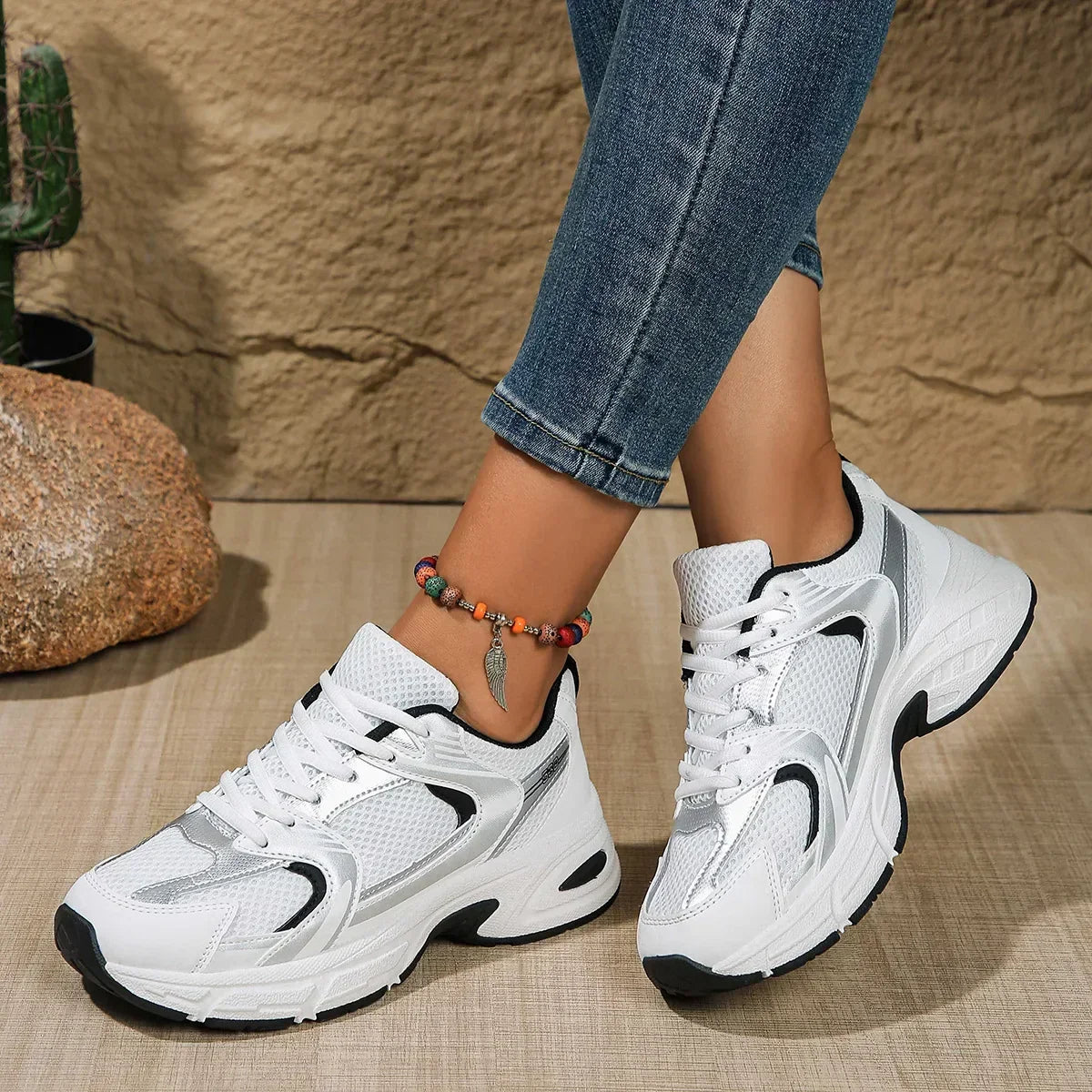 Damen Chunky Sneaker Bequem Retro Look - Norvielle