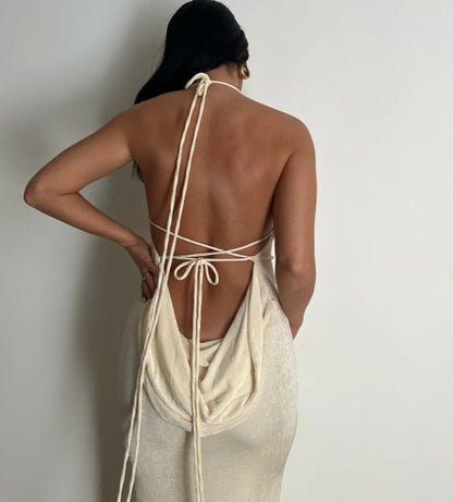 Damen Kleid Tiefem Rückenausschnitt Elegant