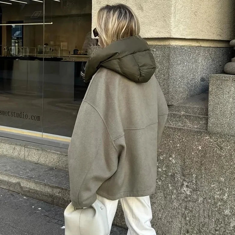Norvielle Damenjacke mit Kapuze Lässig Lockere Baumwolle