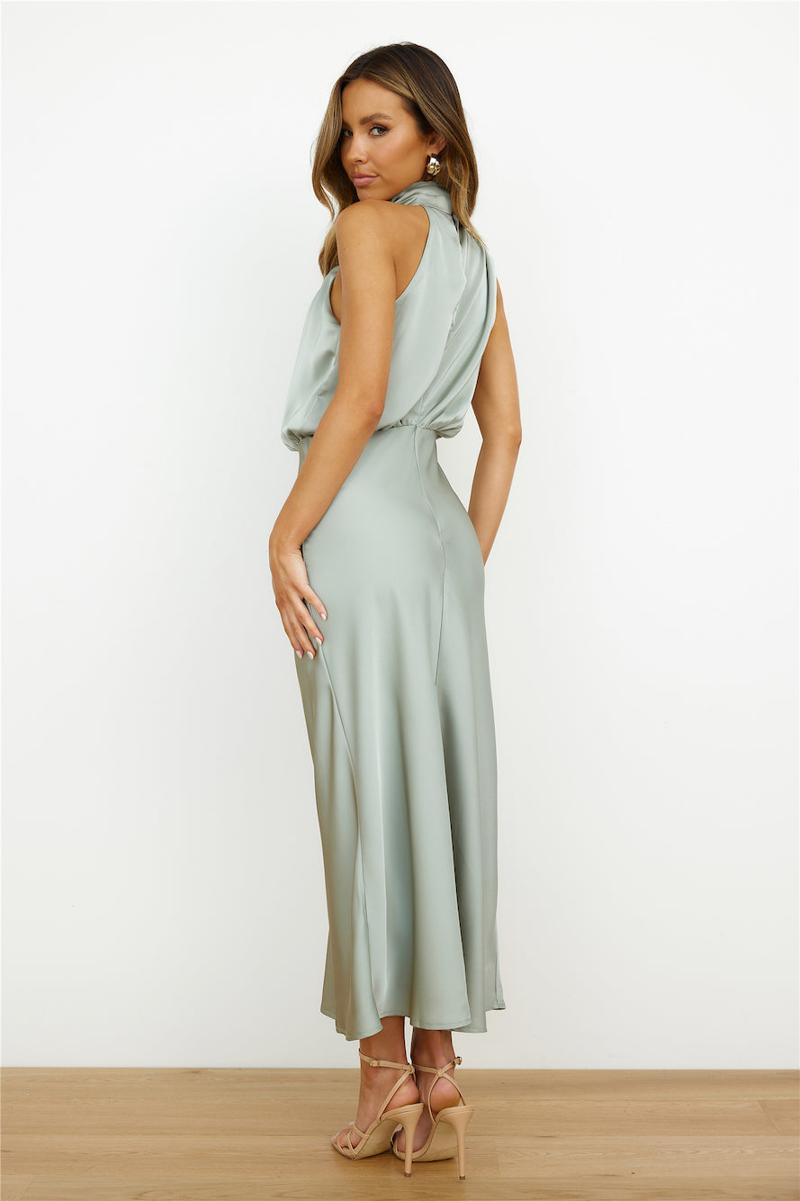 Elianna Damen Midi-Kleid Asymmetrischer Ausschnitt