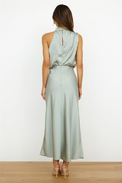 Elianna Damen Midi-Kleid Asymmetrischer Ausschnitt