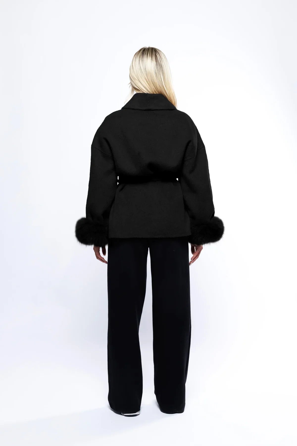 Damen Wickelmantel mit Bindegürtel Eleganz